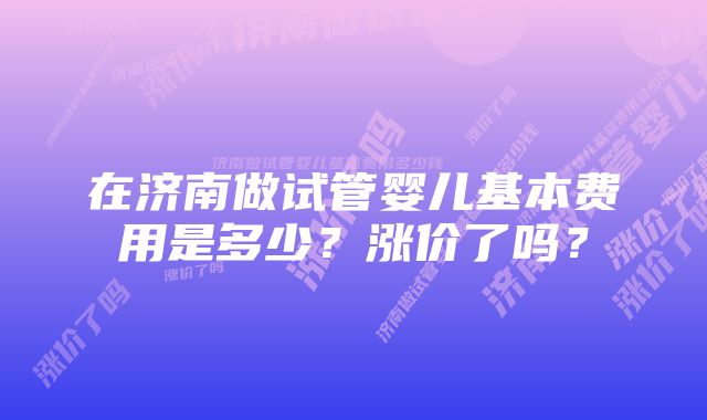 在济南做试管婴儿基本费用是多少？涨价了吗？