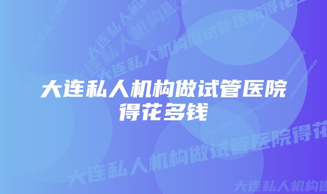 大连私人机构做试管医院得花多钱