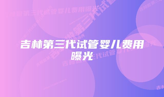 吉林第三代试管婴儿费用曝光