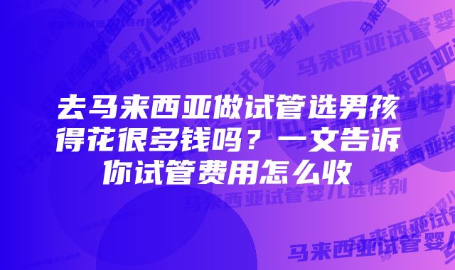 去马来西亚做试管选男孩得花很多钱吗？一文告诉你试管费用怎么收