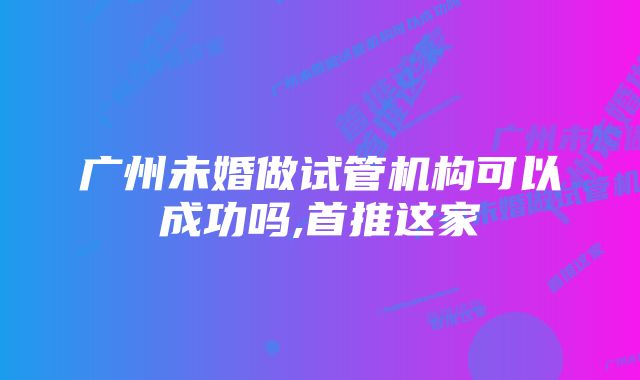 广州未婚做试管机构可以成功吗,首推这家