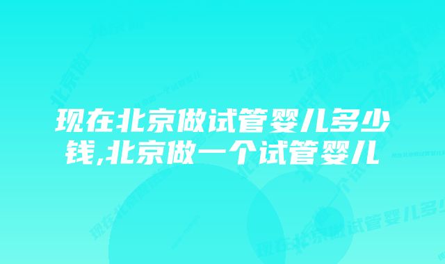 现在北京做试管婴儿多少钱,北京做一个试管婴儿