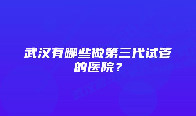 武汉有哪些做第三代试管的医院？