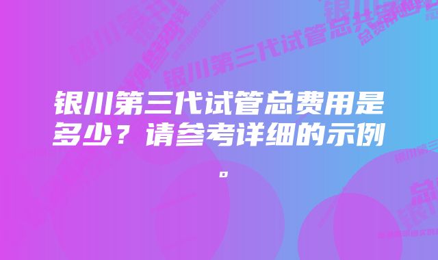 银川第三代试管总费用是多少？请参考详细的示例。