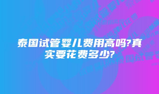 泰国试管婴儿费用高吗?真实要花费多少?