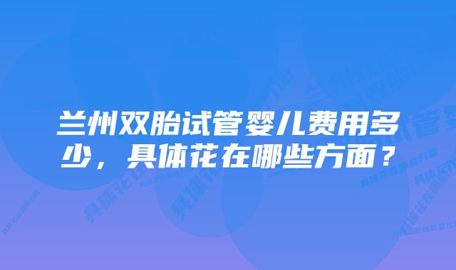 兰州双胎试管婴儿费用多少，具体花在哪些方面？