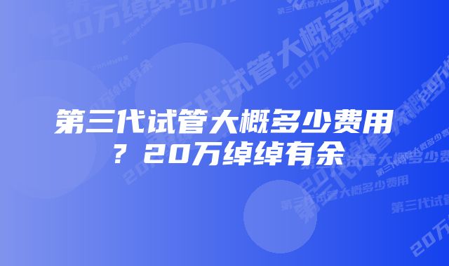 第三代试管大概多少费用？20万绰绰有余