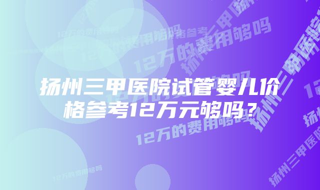 扬州三甲医院试管婴儿价格参考12万元够吗？