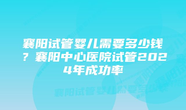 襄阳试管婴儿需要多少钱？襄阳中心医院试管2024年成功率