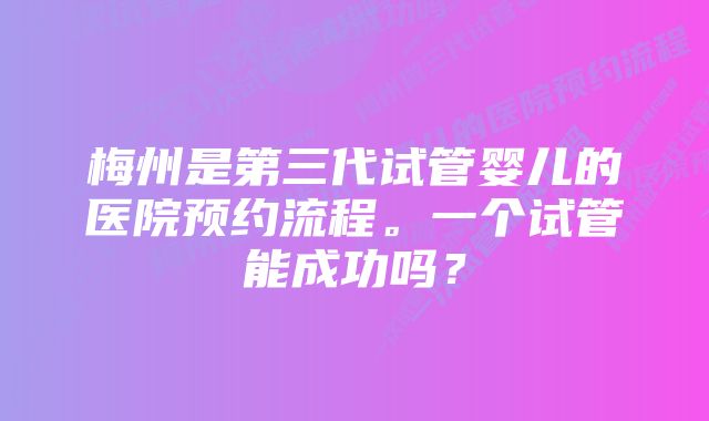 梅州是第三代试管婴儿的医院预约流程。一个试管能成功吗？