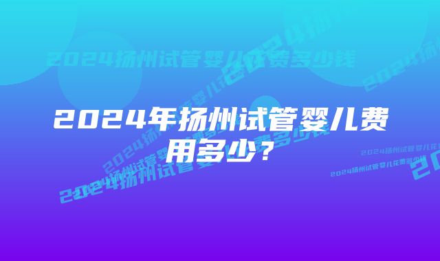 2024年扬州试管婴儿费用多少？