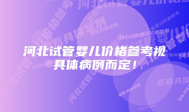 河北试管婴儿价格参考视具体病例而定！