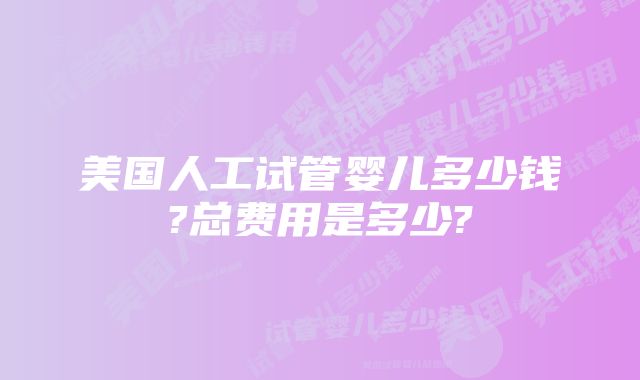 美国人工试管婴儿多少钱?总费用是多少?