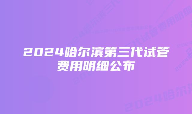 2024哈尔滨第三代试管费用明细公布