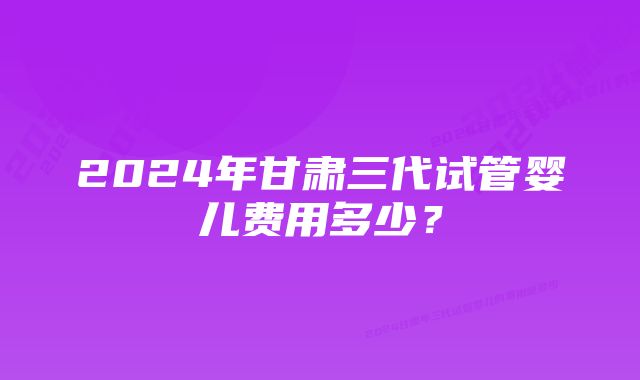 2024年甘肃三代试管婴儿费用多少？