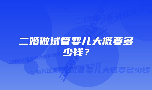 二婚做试管婴儿大概要多少钱？