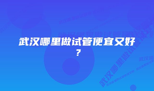 武汉哪里做试管便宜又好？