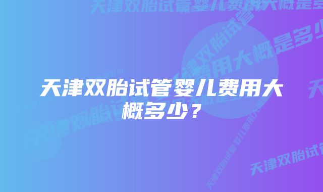 天津双胎试管婴儿费用大概多少？