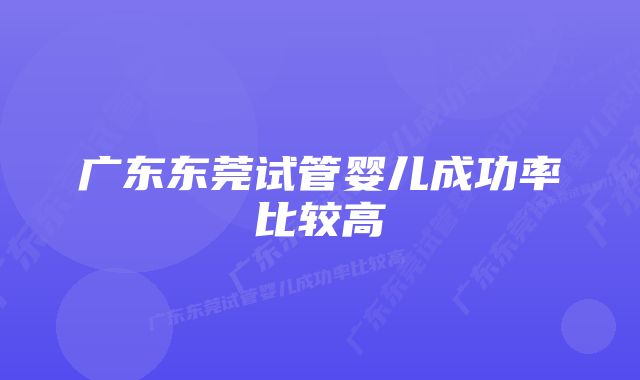 广东东莞试管婴儿成功率比较高