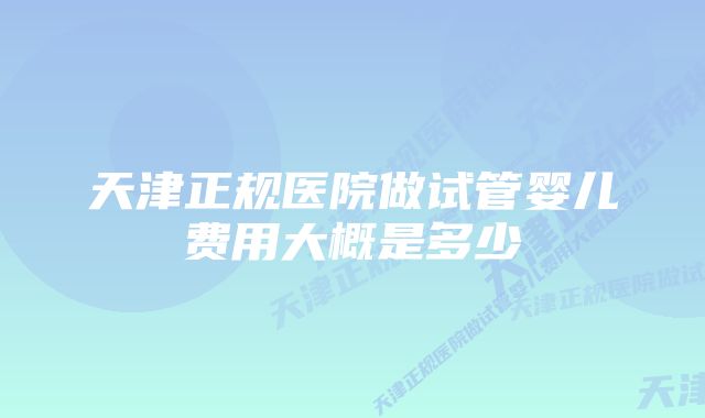 天津正规医院做试管婴儿费用大概是多少