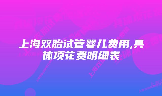 上海双胎试管婴儿费用,具体项花费明细表