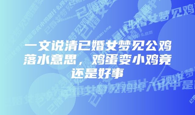 一文说清已婚女梦见公鸡落水意思，鸡蛋变小鸡竟还是好事