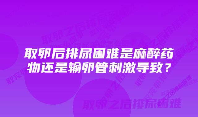 取卵后排尿困难是麻醉药物还是输卵管刺激导致？