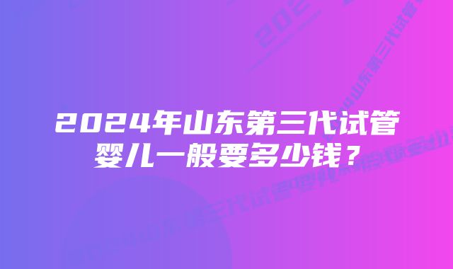 2024年山东第三代试管婴儿一般要多少钱？