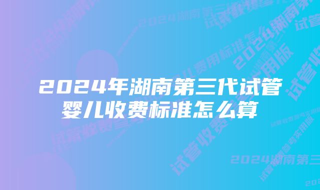 2024年湖南第三代试管婴儿收费标准怎么算