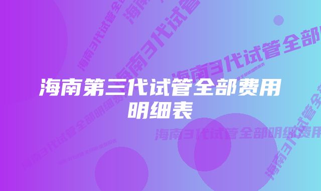 海南第三代试管全部费用明细表