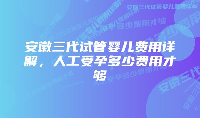 安徽三代试管婴儿费用详解，人工受孕多少费用才够