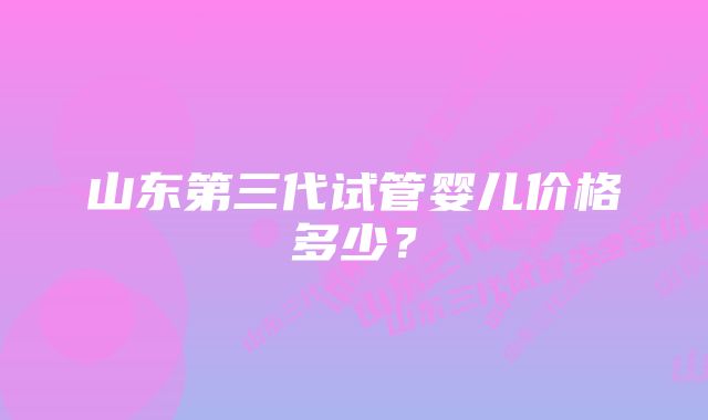 山东第三代试管婴儿价格多少？