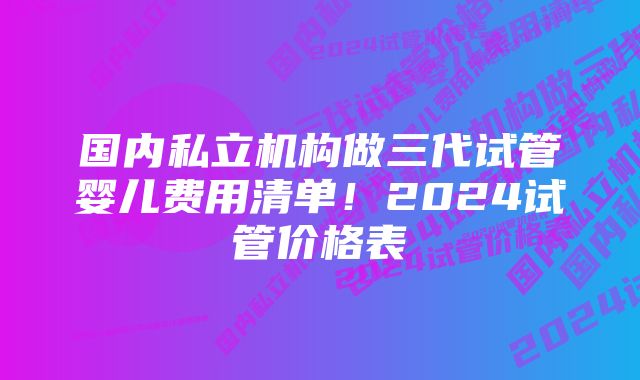 国内私立机构做三代试管婴儿费用清单！2024试管价格表