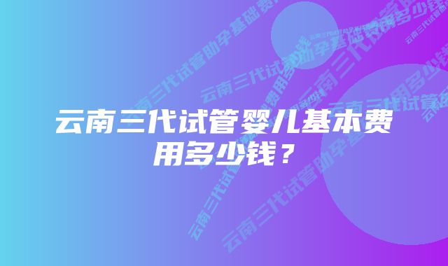 云南三代试管婴儿基本费用多少钱？