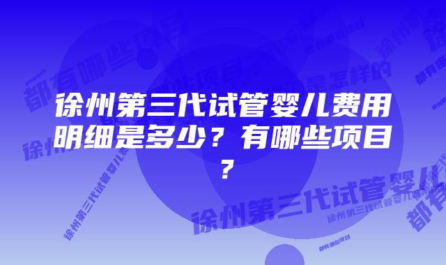 徐州第三代试管婴儿费用明细是多少？有哪些项目？