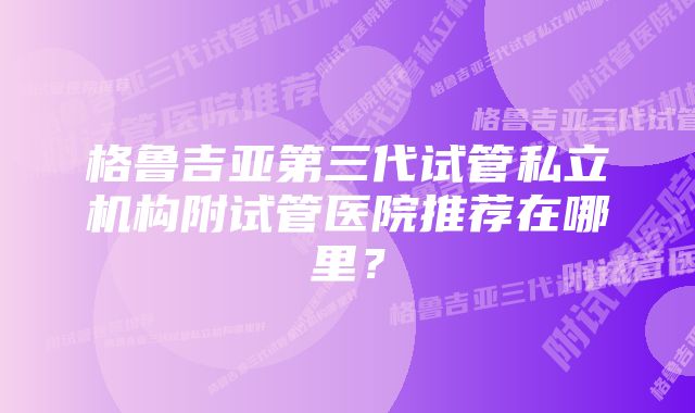 格鲁吉亚第三代试管私立机构附试管医院推荐在哪里？