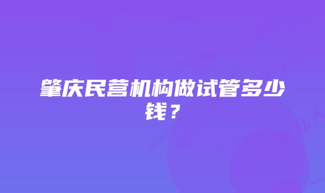 肇庆民营机构做试管多少钱？