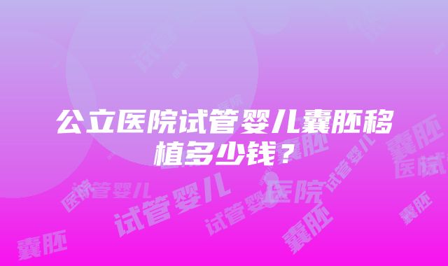 公立医院试管婴儿囊胚移植多少钱？