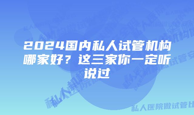 2024国内私人试管机构哪家好？这三家你一定听说过