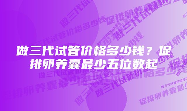 做三代试管价格多少钱？促排卵养囊最少五位数起