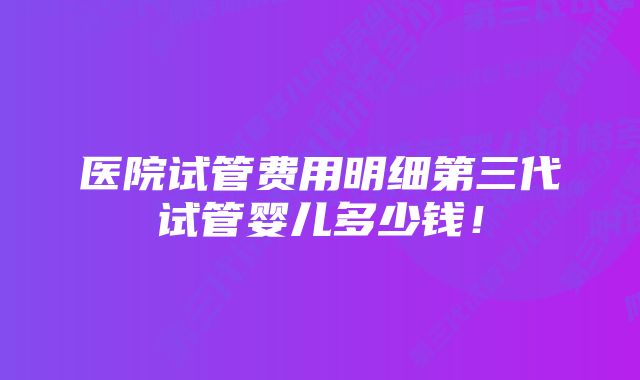 医院试管费用明细第三代试管婴儿多少钱！