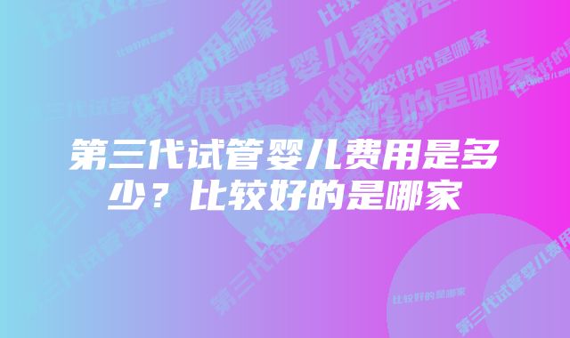 第三代试管婴儿费用是多少？比较好的是哪家