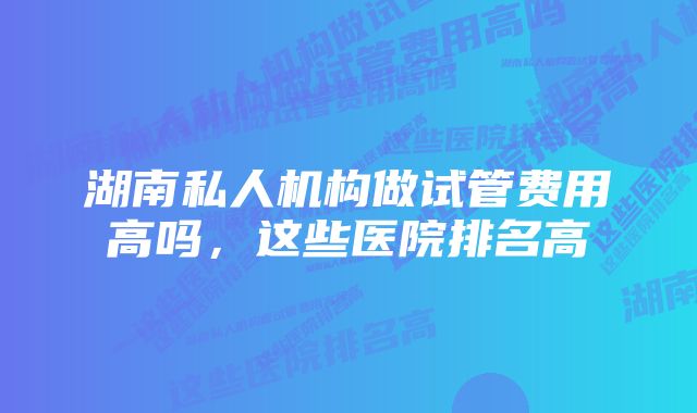 湖南私人机构做试管费用高吗，这些医院排名高