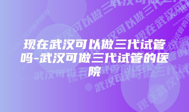 现在武汉可以做三代试管吗-武汉可做三代试管的医院