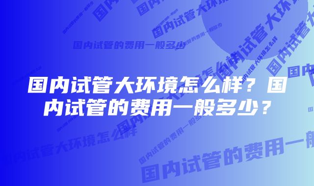 国内试管大环境怎么样？国内试管的费用一般多少？