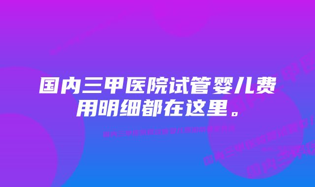 国内三甲医院试管婴儿费用明细都在这里。