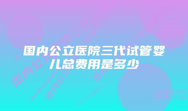 国内公立医院三代试管婴儿总费用是多少