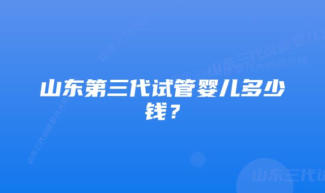 山东第三代试管婴儿多少钱？