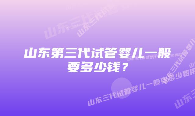 山东第三代试管婴儿一般要多少钱？