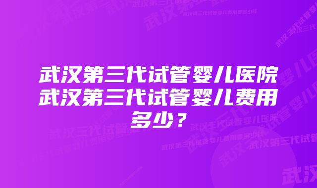 武汉第三代试管婴儿医院武汉第三代试管婴儿费用多少？